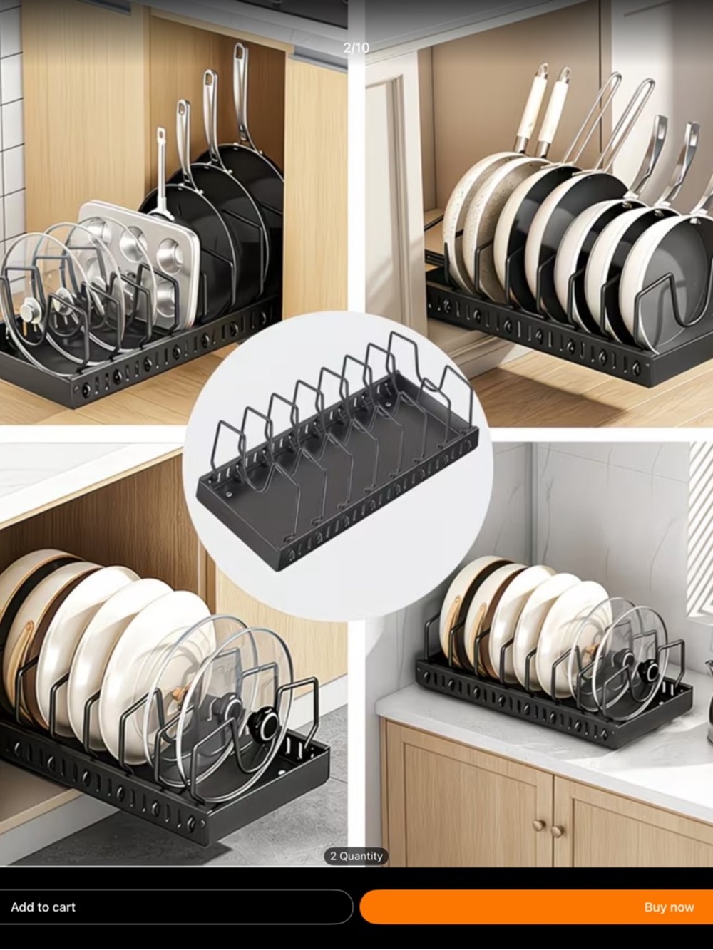 Pan Cookware Rack Organizer with Assorted Pans - Black - Picture 4 of 10